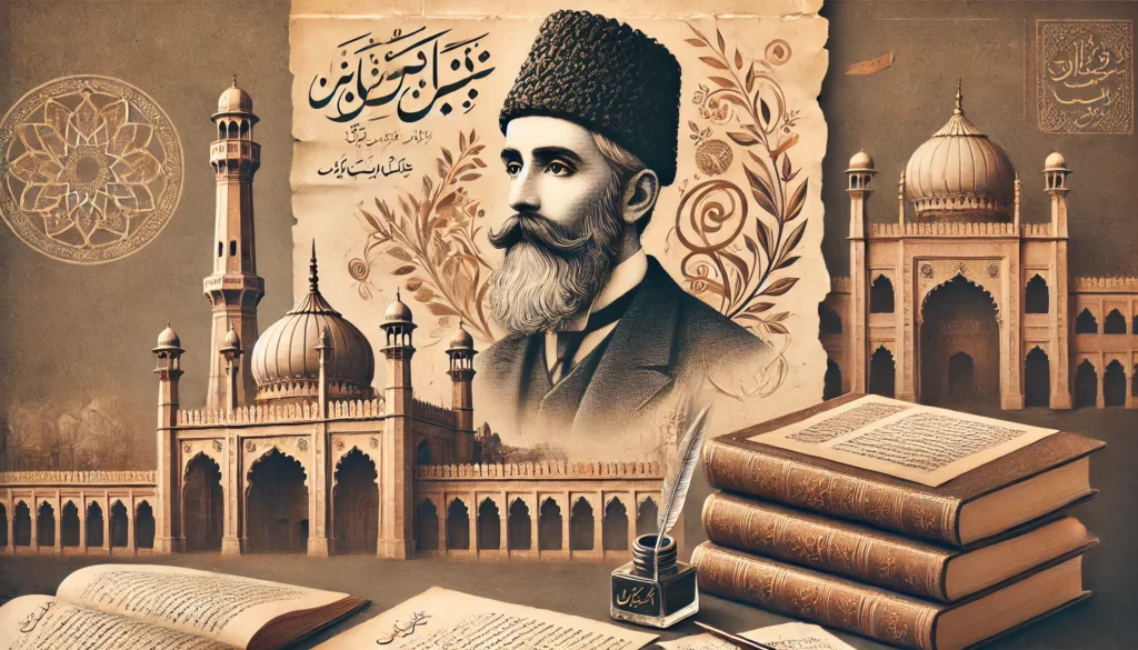 DALL·E 2025-03-15 15.48.40 - A blog post banner illustrating the Aligarh Movement and its role in the development of Urdu language and literature. The banner should feature an ele