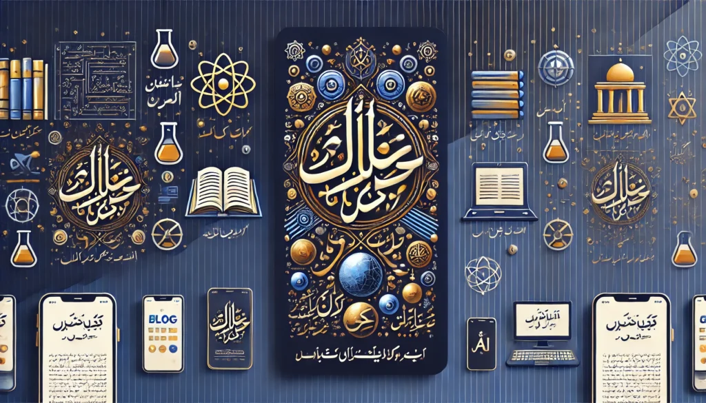 DALL·E 2025-03-16 15.16.52 - A blog banner featuring 'The Importance of Scientific and Technological Content for the Revival of Urdu Language'. The design should include___- A com